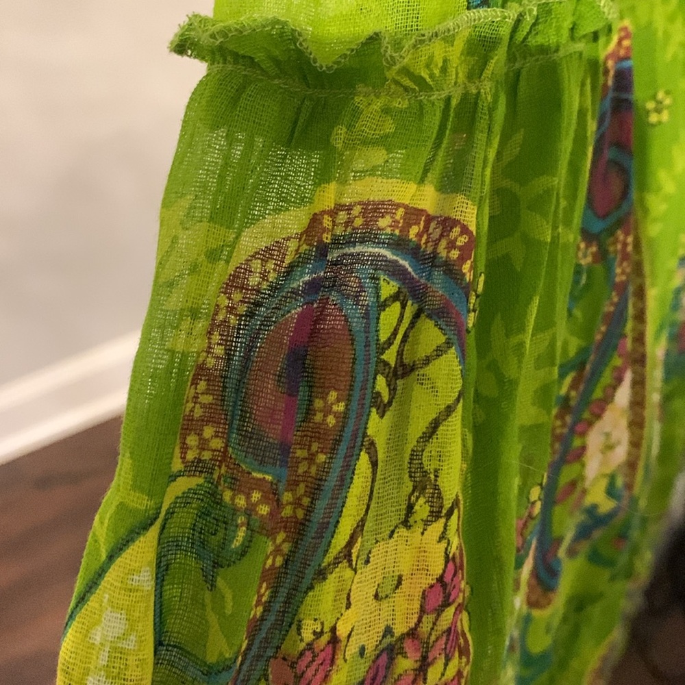 Keawa Lime Green Paisley Print Peasant Skirt Size S NWT - Picture 8 of 11